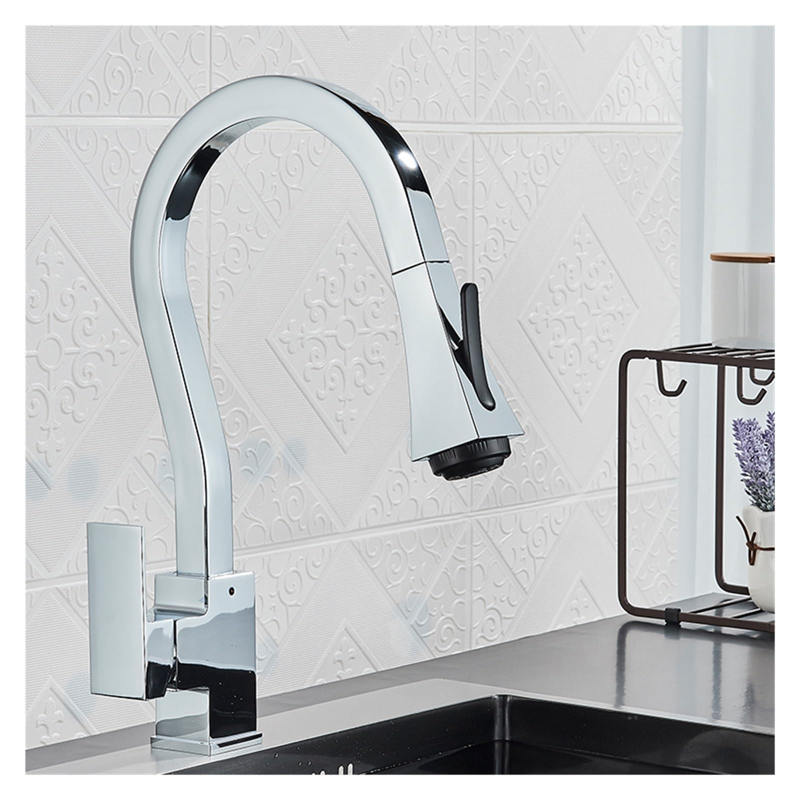 Mélangeur eau chaude froide pour évier cuisine avec grue rotative