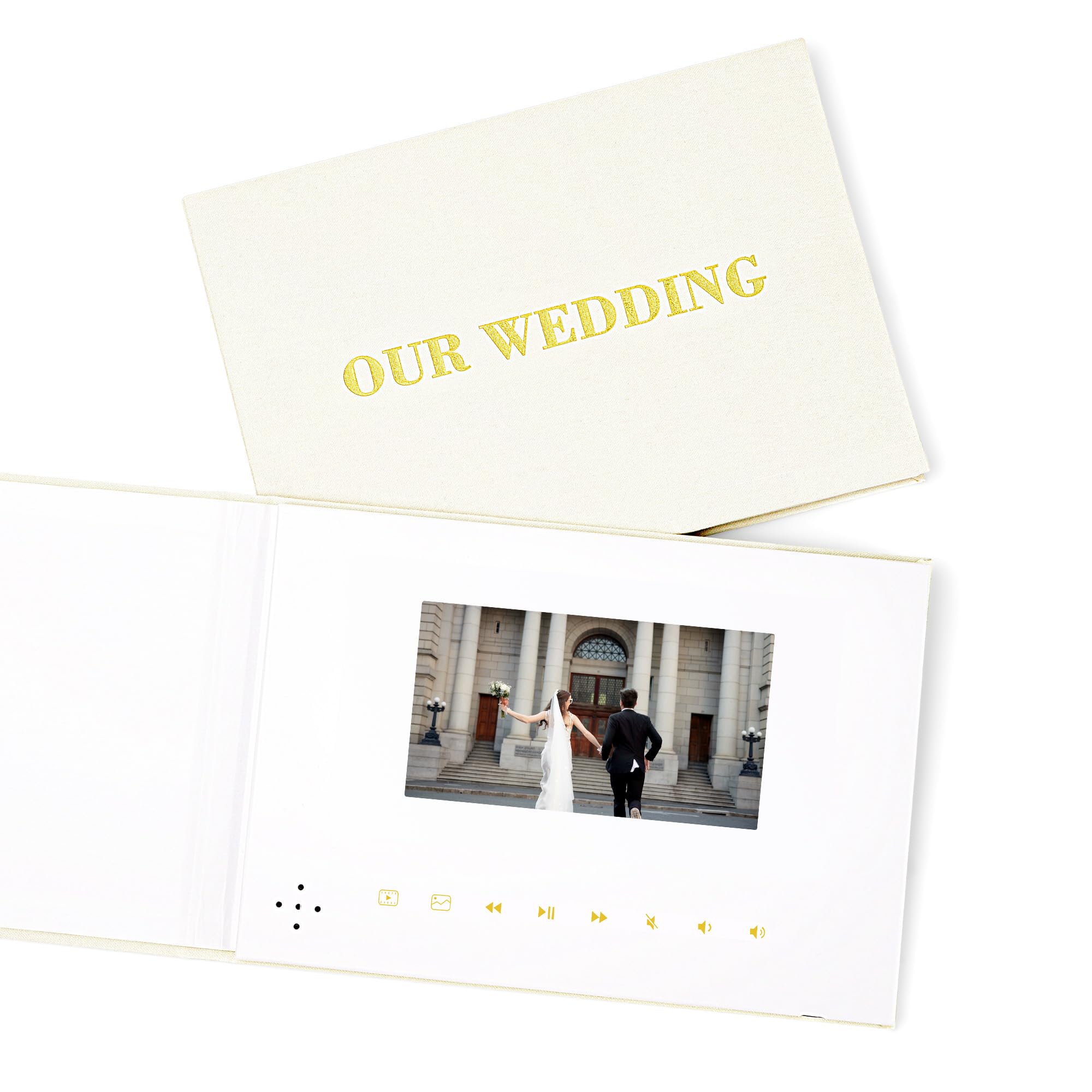 Livre vidéo de mariage écran IPS 5 pouces avec stockage 4 Go en lin
