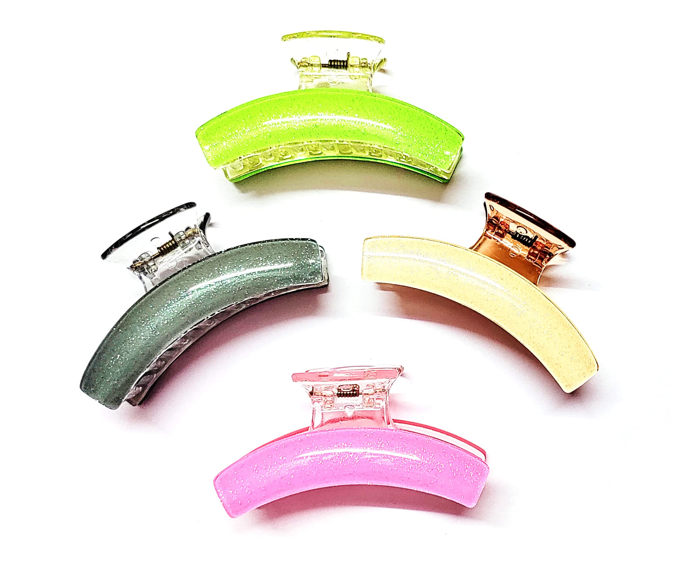 Trendsetter pack of 4 Trendy Pastel Colors Glitter/Shimmer look Medium size Plastic Hair Clutcher/Hair Claw/Hair Clip for Girls & Women (B07SJMGWDF) Amazon Price History, Amazon Price Tracker