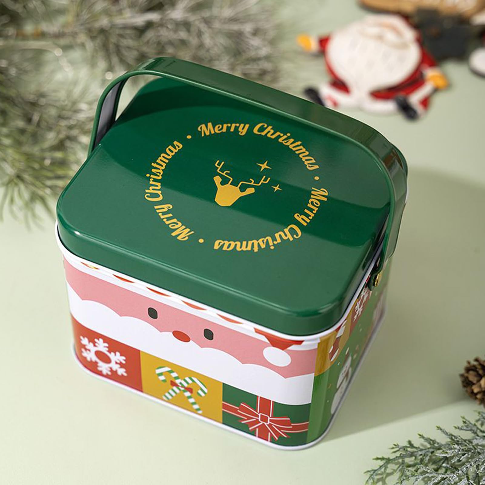 Boîtes de Biscuits de Noël 6 Pièces en métal avec poignée | Boîtes Vides de Stockage pour Bonbons en Fer-Blanc pour Artisanats Chocolat Bijoux Cadeaux de Fête Anniversaire Nouvel An