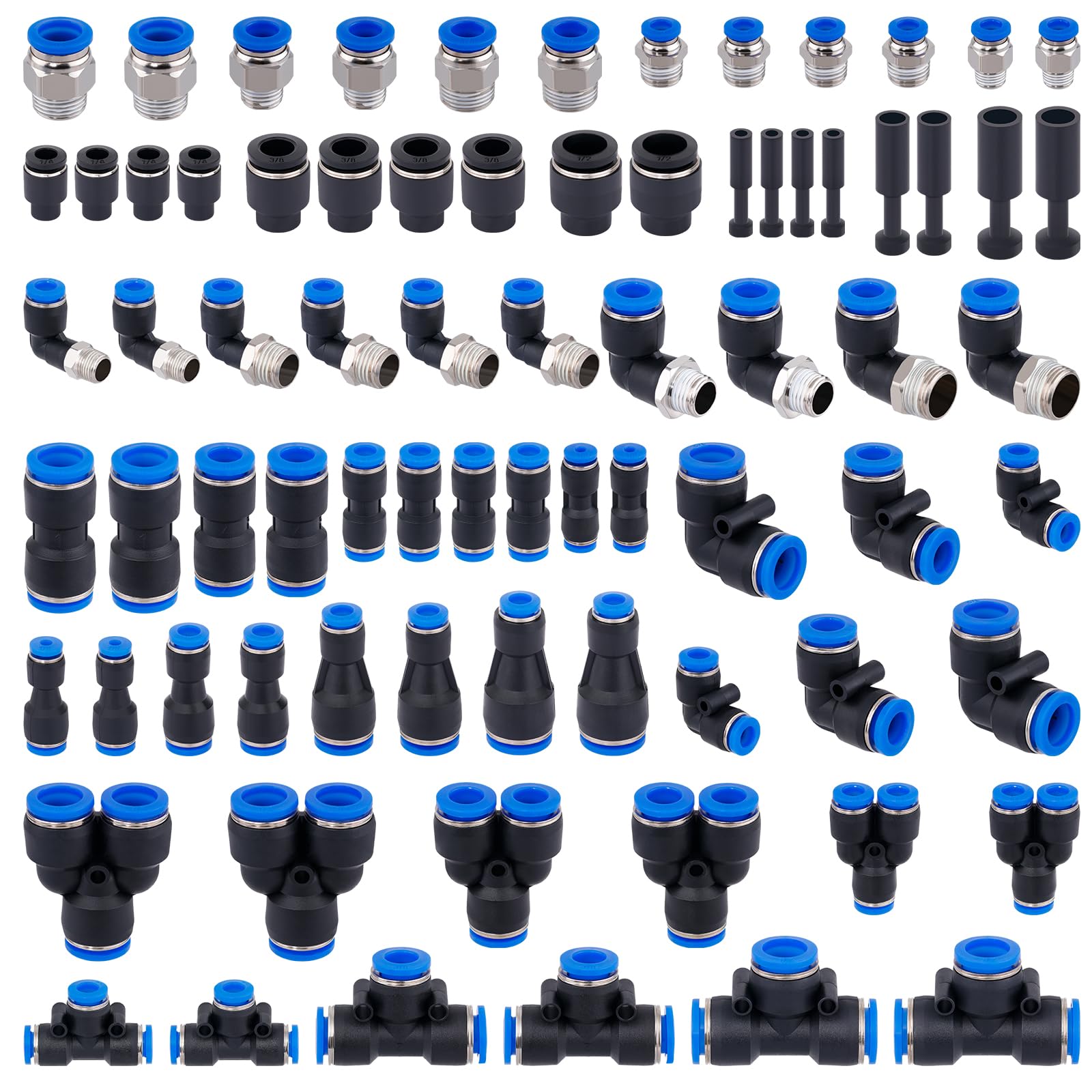 8-Piece 3/8" Pneumatic Quick Fitting Connector Kit – Plug & Socket Set For Air Compressor Hoses, Tin-Plated Zinc Alloy