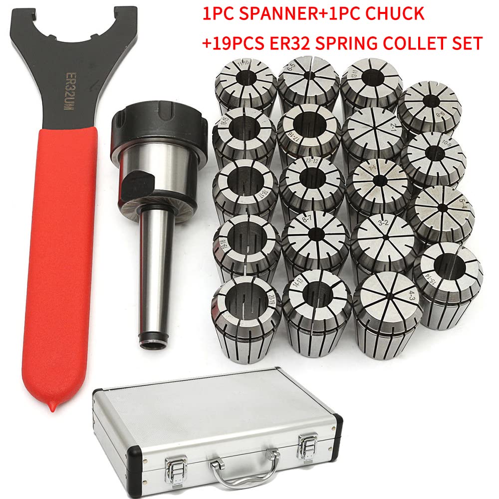 Jeu de 21 pinces de serrage Mk2 Mt2 Er32 M10 - Jeu de pinces de serrage dédiées - Mandrin de serrage pour perceuse, perceuse filetée et fraiseuses industrielles CNC