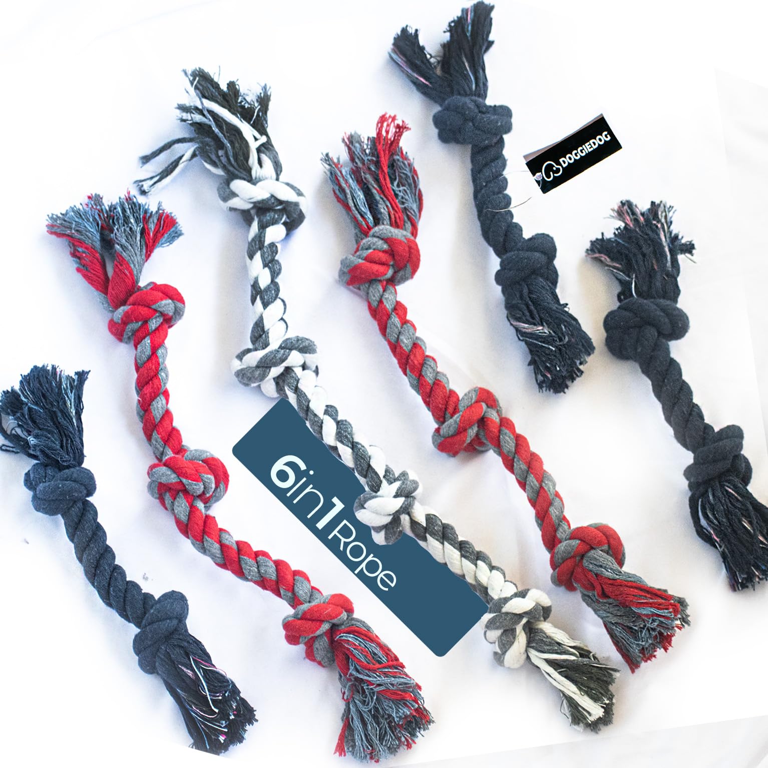 DOGGIE DOG Attractive Dog Toys Rope for Teething & Puppy Accessories, for Pets for Large, Small & All Puppies. Best for German Shepherd, Beagle, Labrador, Interactive tug of war Combo(6 Rope) (B0CDVBY82Y) Amazon Price History, Amazon Price Tracker