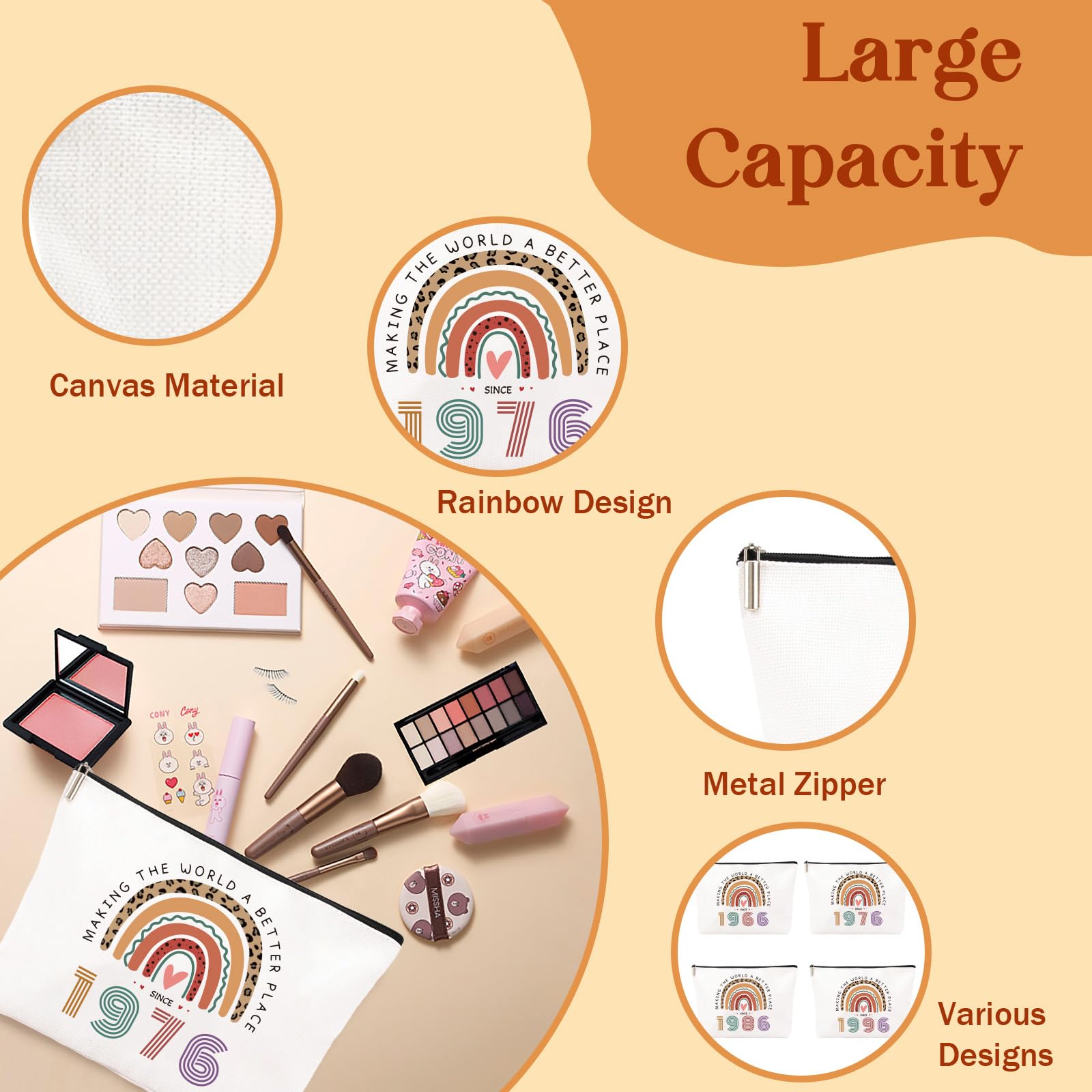 50th Birthday Gifts for Women- Small Comestic Bag Presents for Female 50th Birthday -Personalised 50 Year Old Lady Present Ideal for Best Friend, Sister(only Bag) - 3