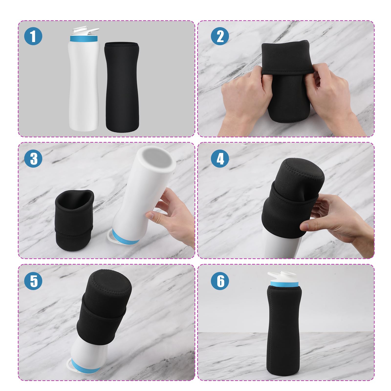 PEUTIER 2pcs Sleeve for Cirkul Water Bottle, 22oz Water Bottle Sleeve for Cirkul Plastic & Stainless Steel Bottle Neoprene Insulated Water Bottle Cover for Retaining Temperature - Image 4