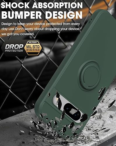 Miniatura 3 de Hongxinyu Funda para Google Pixel 8 2023, anillo delgado de silicona líquida con función atril, forro de microfibra antiarañazos, protección contra