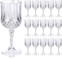 Vista 1 de Ciaell 24PCS Plastic Wine Glasses - 7 Oz Plastic Goblets for Party - Clear Vintage Drinking Glasses - Disposable Water Goblets Set for Wedding, Bar