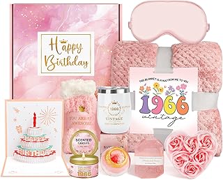 60th Geburtstagsgeschenke für Frauen, Pflege-Paket erhalten bald Geschenke für 60-Jahre alte Frau, 1966 Geburtstag Box Relaxing Spa Kit mit Decke Tumbler für Mutter Schwester Frau Freundin ihre