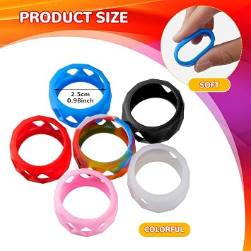 6 Pcs Silicone Anti Slip Ring Non Skid Band Ring Soft Protection Sleeve