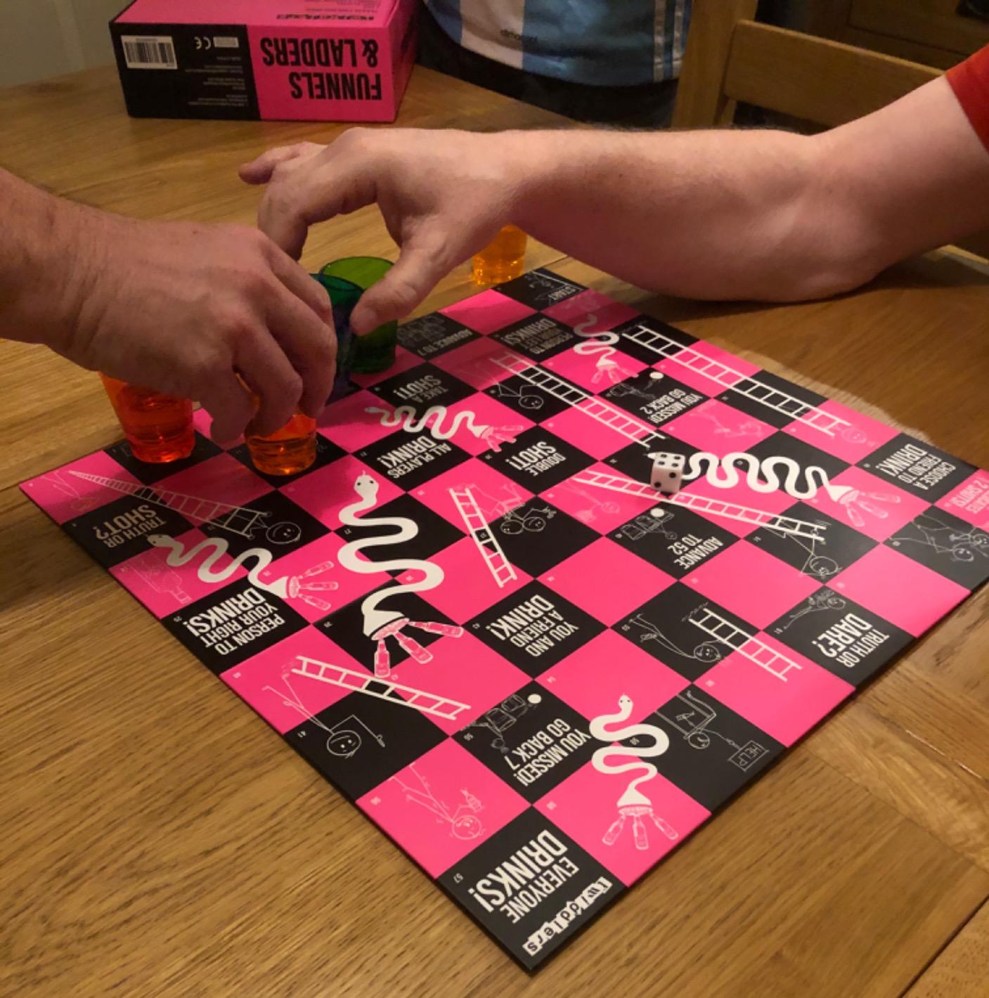 THE TWIDDLERS Funnels and Ladders Drinking Board Game for Parties Snakes and Ladders with 5