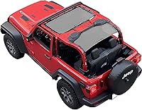 Vista 29 de Shadeidea - Parasol para Jeep Wrangler JL Unlimited (2018-2023) de 2 puertas y 4 puertas frontales, pantalla de malla negra para parasol JLU SAHARA