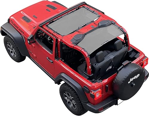 Miniatura 29 de Shadeidea - Parasol para Jeep Wrangler JL Unlimited (2018-2023) de 2 puertas y 4 puertas frontales, pantalla de malla negra para parasol JLU SAHARA