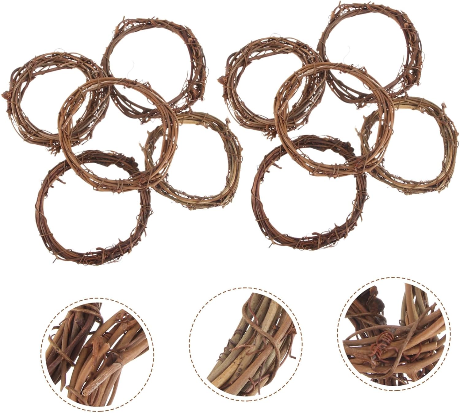10pcs Rattan Wreath DIY Hoops for Christmas Holiday Decor