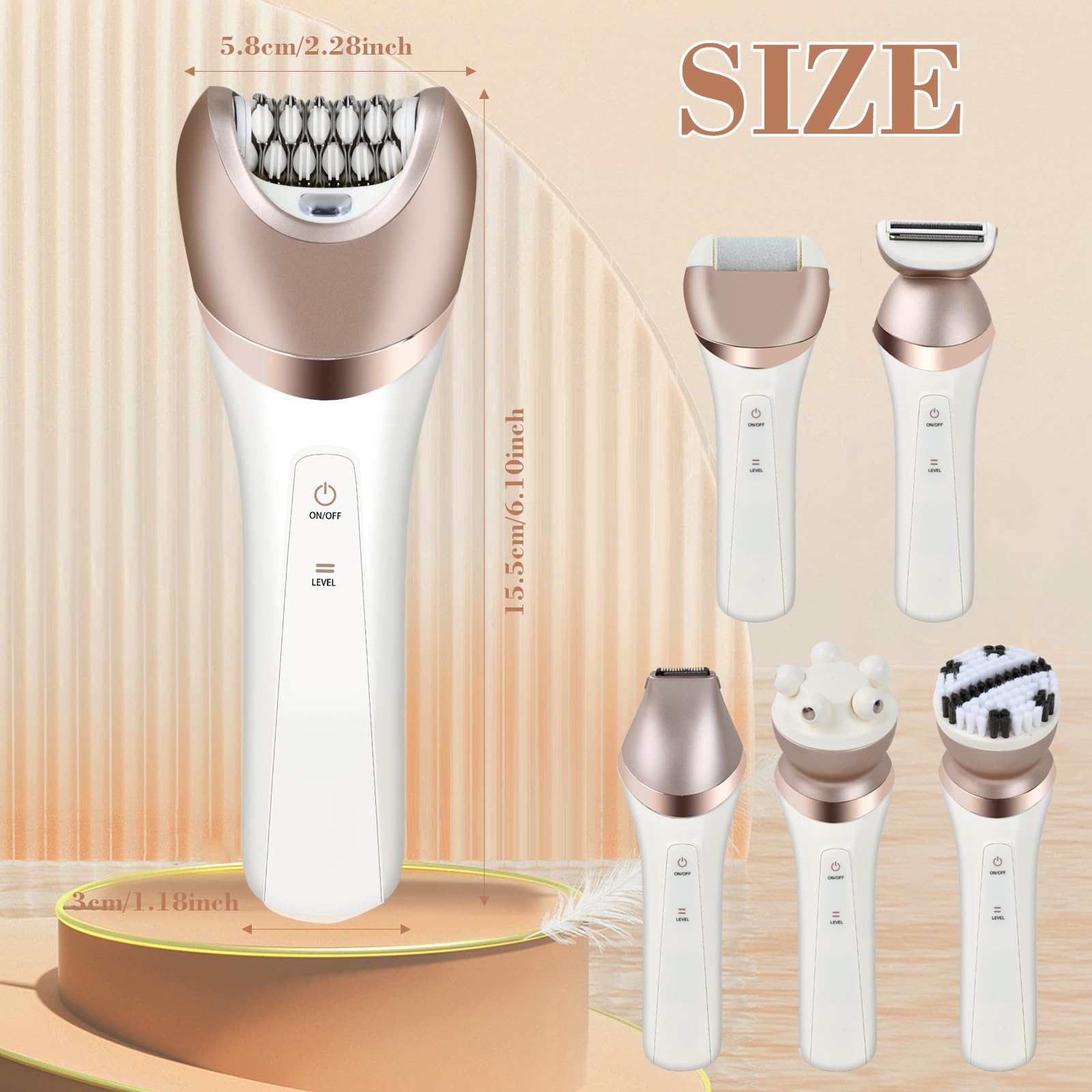 Rasoio Elettrico Donna, 6 In 1 Rasoio Donna Inguine, Depilatore Corpo Impermeabile, Raso Epilatore Donne Intimo, Epilatore Elettrico Indolore per Braccia Zona Bikini