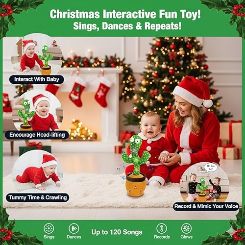 Miniatura 5 de Ayeboovi Juguetes de cactus bailarín que hablan, juguete interactivo que repite lo que dices, volumen ajustable con 120 canciones, relleno de