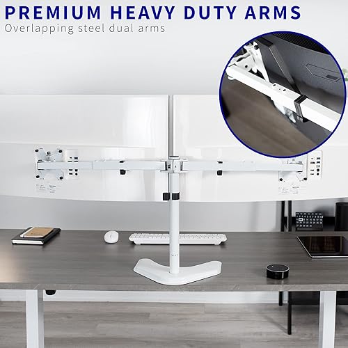 Miniatura 3 de VIVO Soporte de escritorio para monitor de 27 a 38 pulgadas resistente brazos telescópicos independientes configuración de pared empotrada se adapta