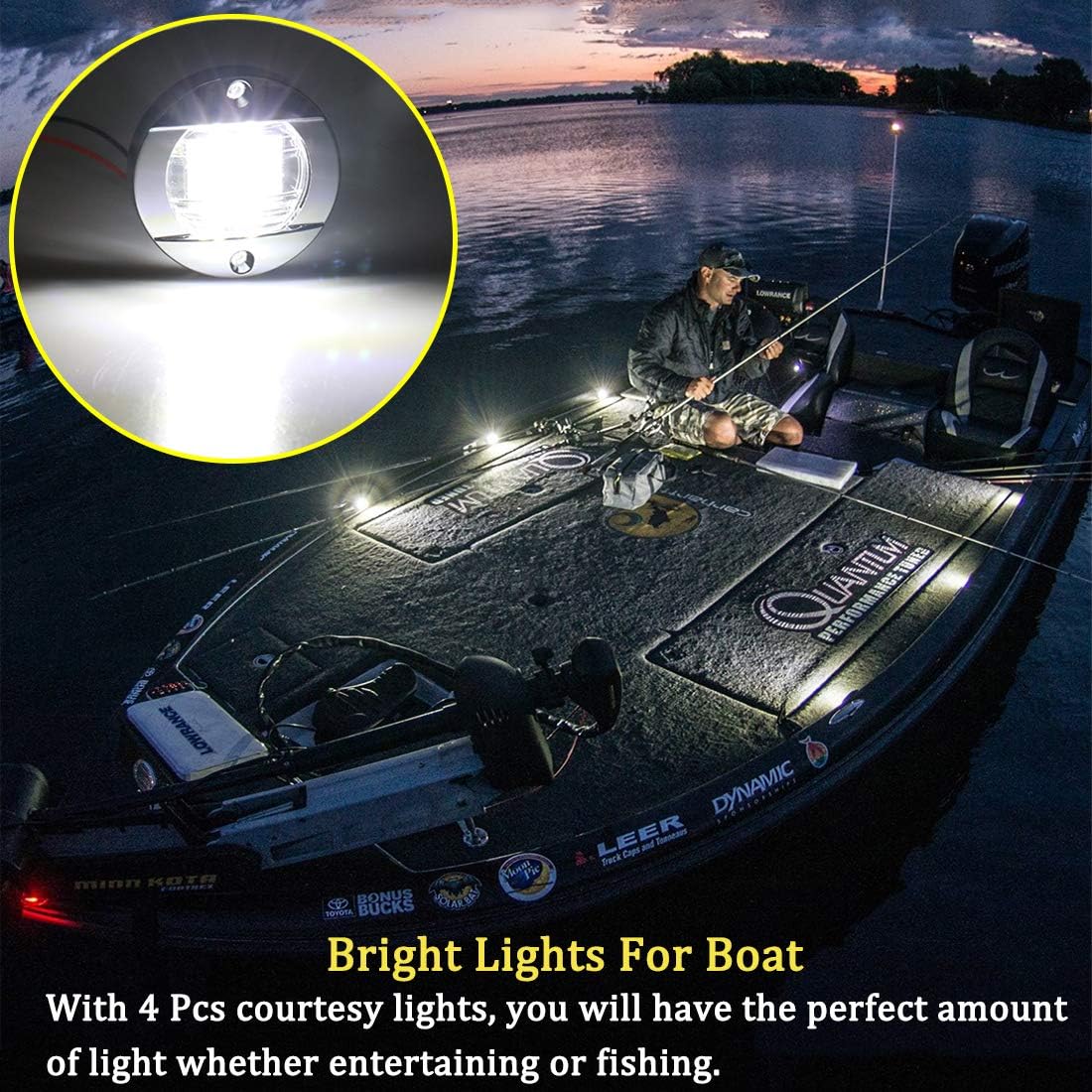 Boaton Boat LED Night Fishing Lights, Courtesy Lights, Deck Lights, Marine Boat Led Lights, Boat Interior Lights, Yacht Lights for Pontoon Boat, Bass Boat, Yacht (White) : Sports & Outdoors