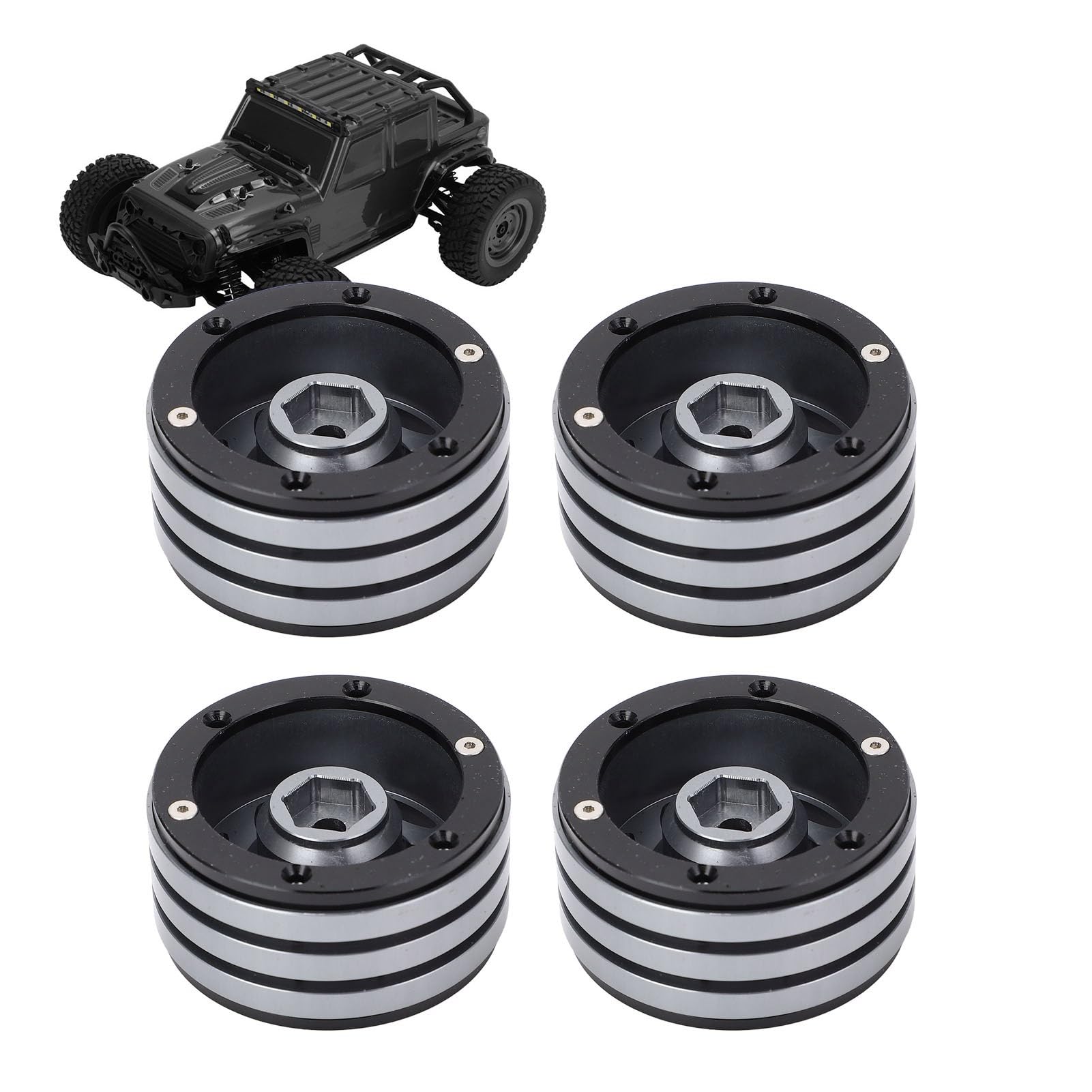 4 szt. Zestaw Obręczy Koła ze Stopu Aluminium CNC RC Beadlock Odporny na ścieranie dla Gąsienic RC (Kolor Ti)