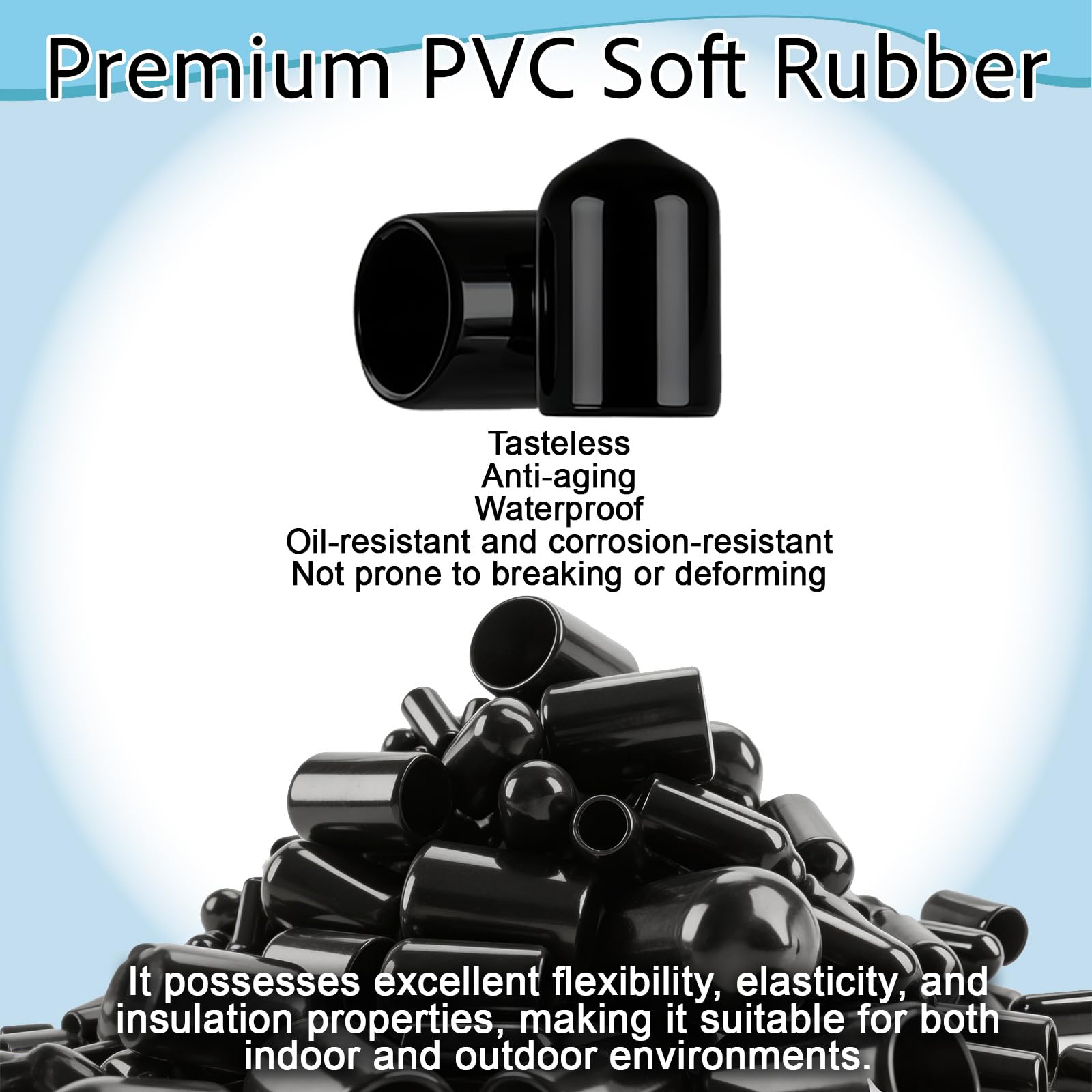 150 Pezzi Tappi Terminali in Gomma 4mm ID, Rotondi Cappucci Terminali in PVC, Copertura Protezioni per Viti, Bulloni, Filettature, Tubi, Gambe di Sedia e Astine, Nero