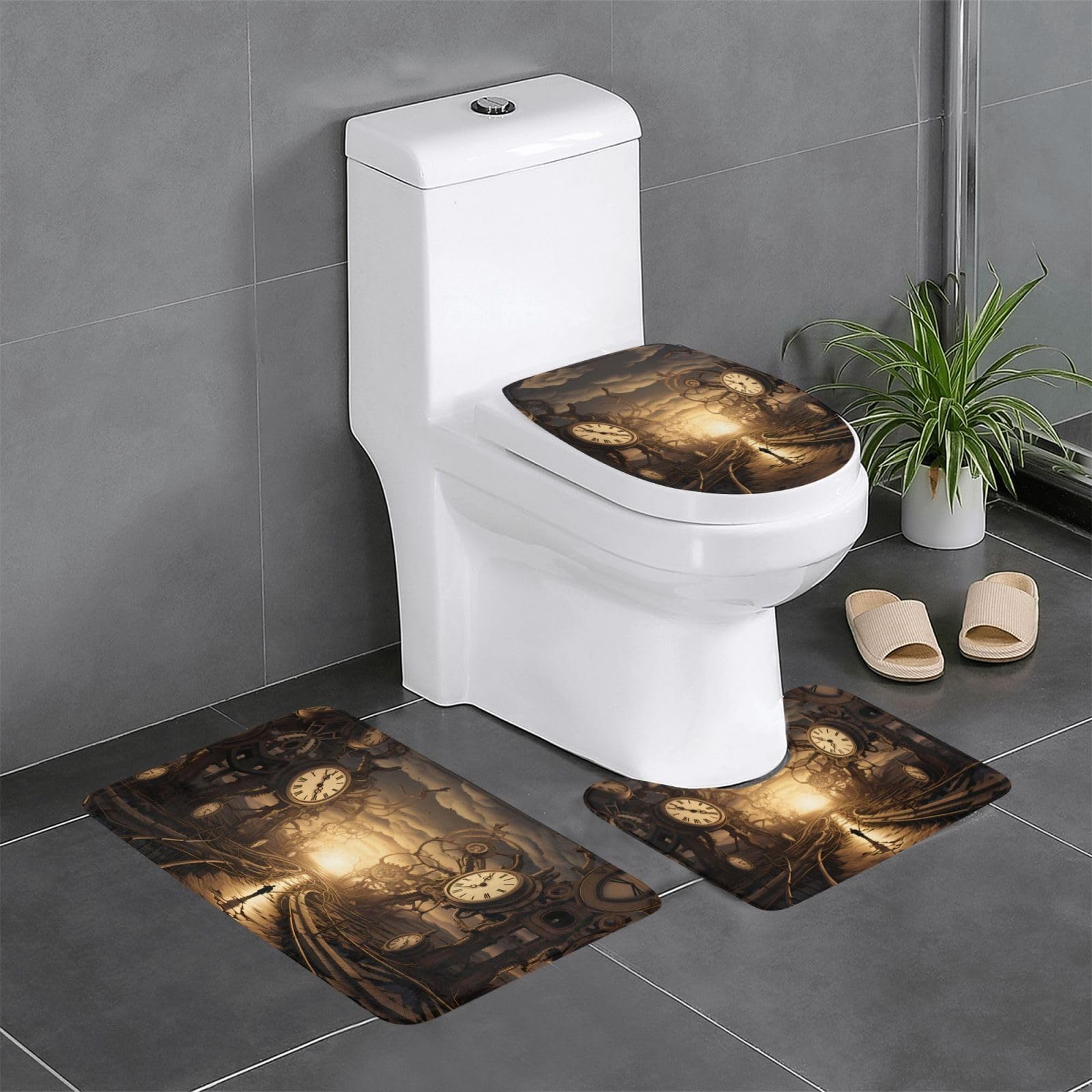 Lot de 3 tapis de salle de bain antidérapants absorbants pour WC et toilettes