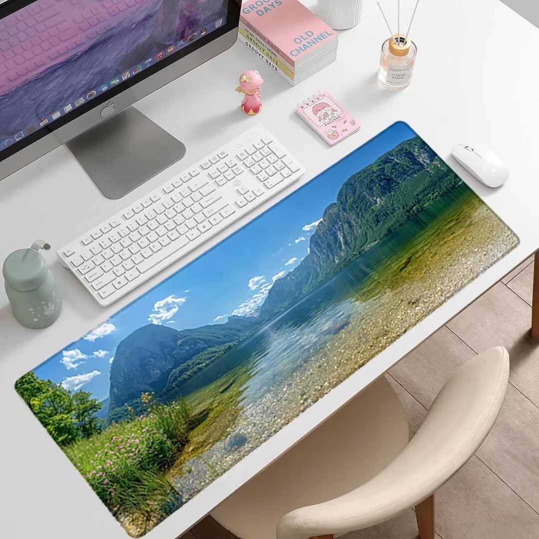 Podkładka pod mysz XXL Valley - 1600x800x3mm - krajobraz Duża mata na biurko z przeszytymi krawędziami Wodoodporna antypoślizgowa do komputera, laptopa poprawia precyzję i szybkość-36750