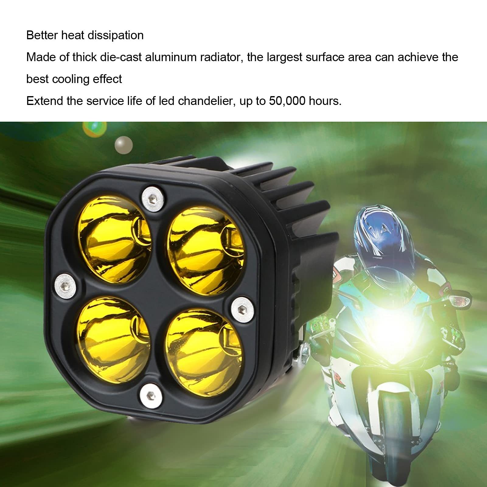 Fendinebbia da guida da 3 pollici 40W 6000K Faretto LED giallo universale per moto fuoristrada UTV 10V-30V