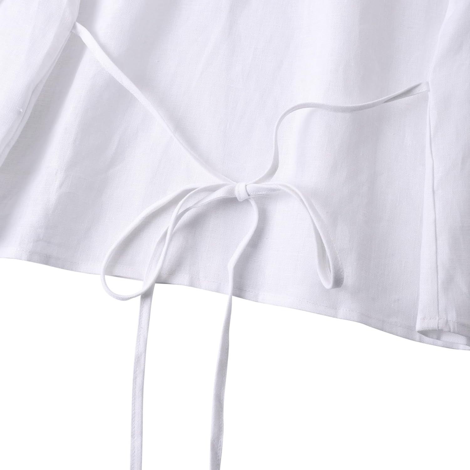 Amazhiyu Womens 100% Linen Lightweight Cardigans Long Sleeve Open Front with Tie White, Large