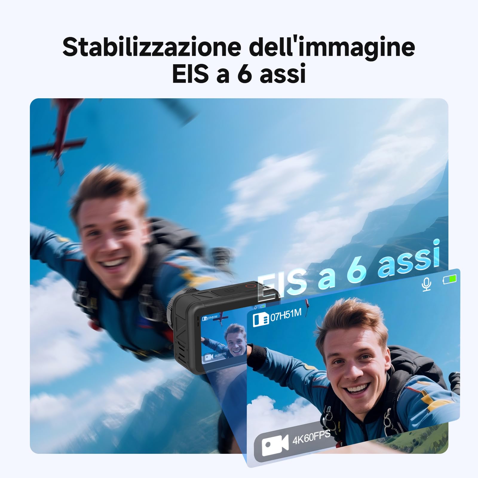 SVBONY SVGo3 4K 60FPS Fotocamera Subacquea con Scheda 128GB | Attacco Magnetico Rapido, 12m Impermeabile Senza Custodia, EIS 2.0, 2x1800mAh Batterie & Accessori