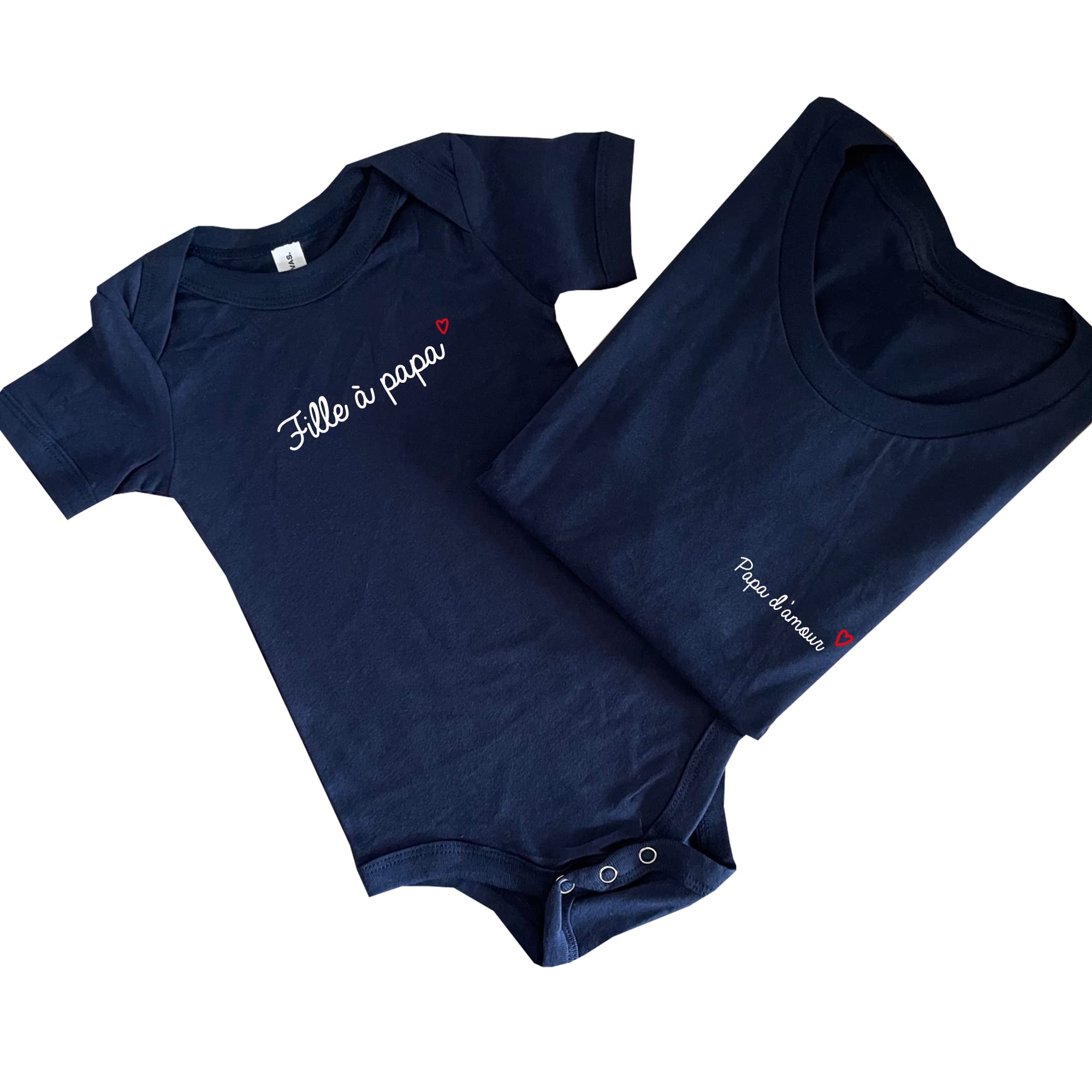 DSTNY Ensemble T-Shirt Adulte Homme et Body pour bébé Fille à Papa et Papa d'amour Cadeau vêtement de Naissance, fête des pères, Boite à Papa