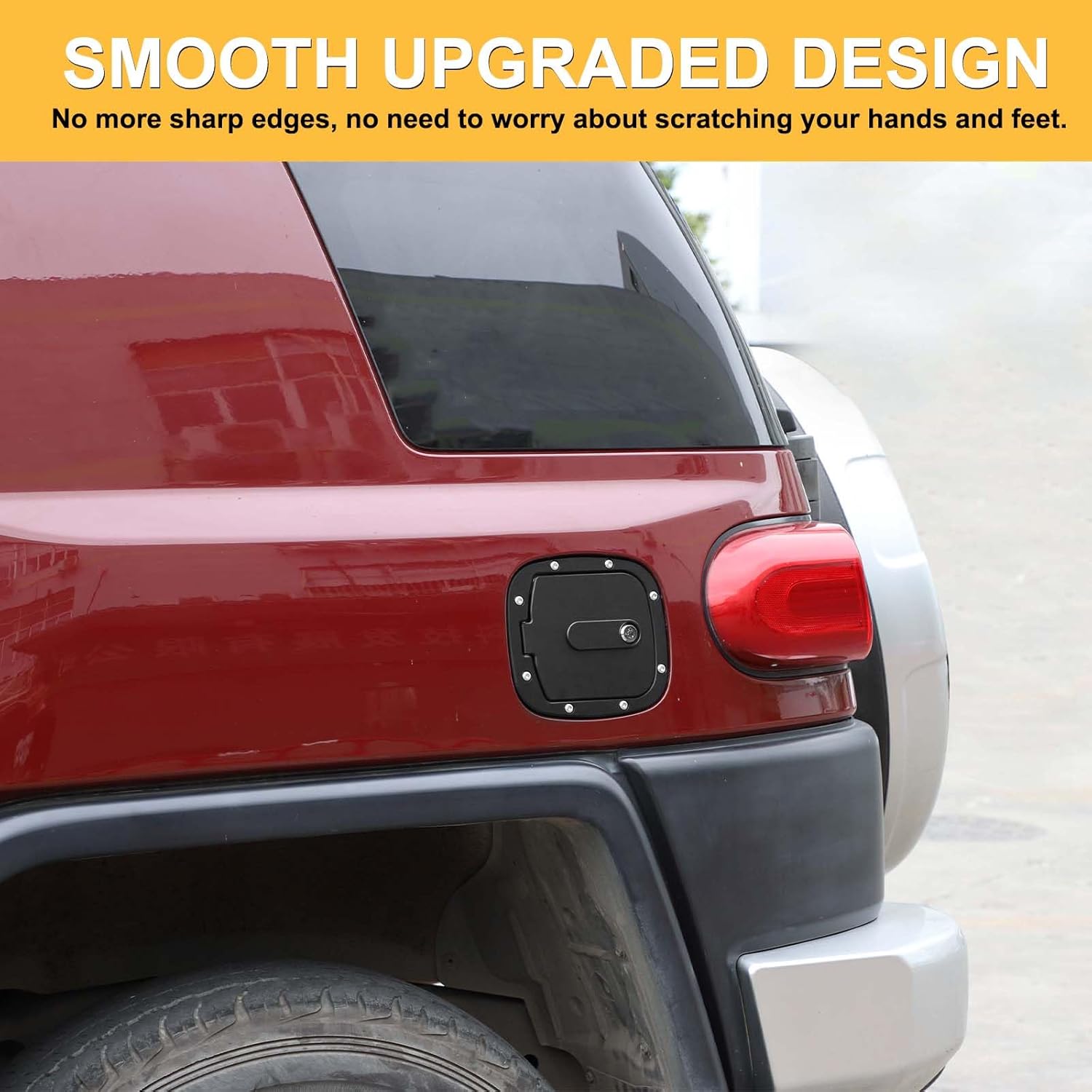 Fuel Tank Cap Replacement Compatible with FJ Cruiser 2007-2021, Gas Cap Anti-theft Lock Cover, Car Door Oil Filler Gas Tank Cap with Lock Aluminum Alloy (Style C)