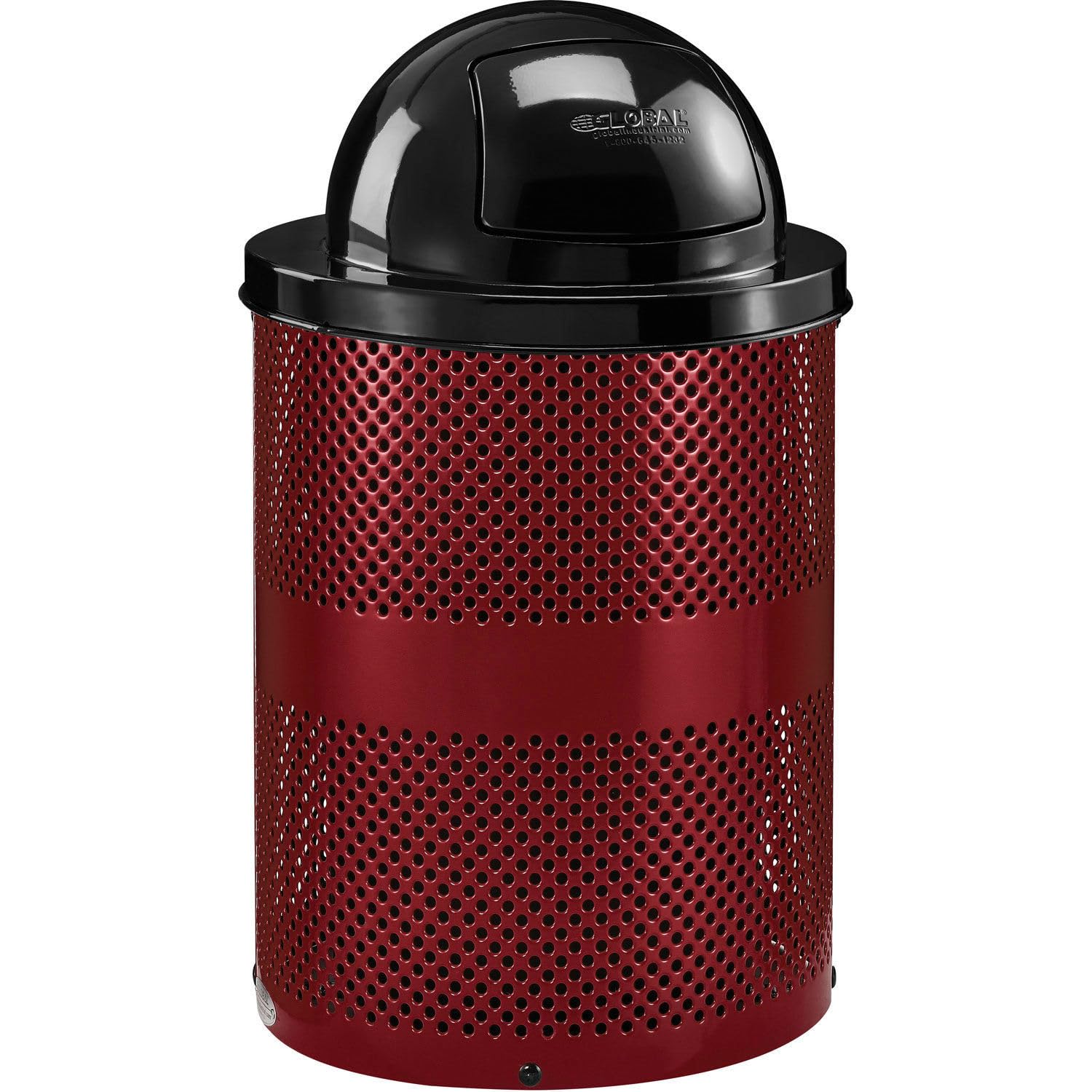 36 Gallon Thermoplastic Coated Perforated Receptacle w/Dome Lid by Global Industrial – Steel, Red, Model 261949RD