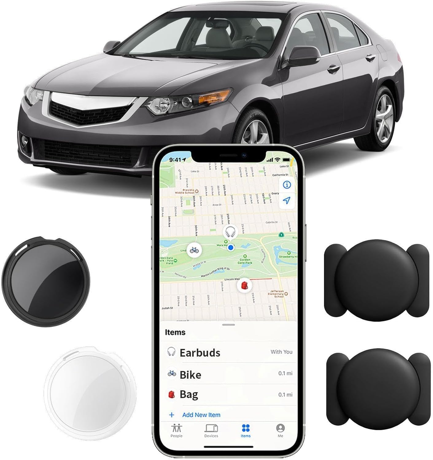 2 Pack No Subscription GPS Tracker for Vehicles Work with Find My(iOS Only)Global Coverage Real Time Mini Air Tracker Tags Hidden Car Locator Tracking Device with Magnetic Case No Monthly Fee Required