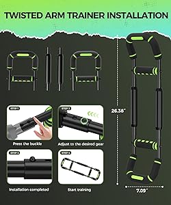 Twister Arm Trainer, Adjustable 5 Resistance Levels (40-130 lbs) Chest & Arm Workout Equipment for Men & Women, Ergonomic Home Gym Strength Trainer with Anti-Slip Handles & Carry Bag