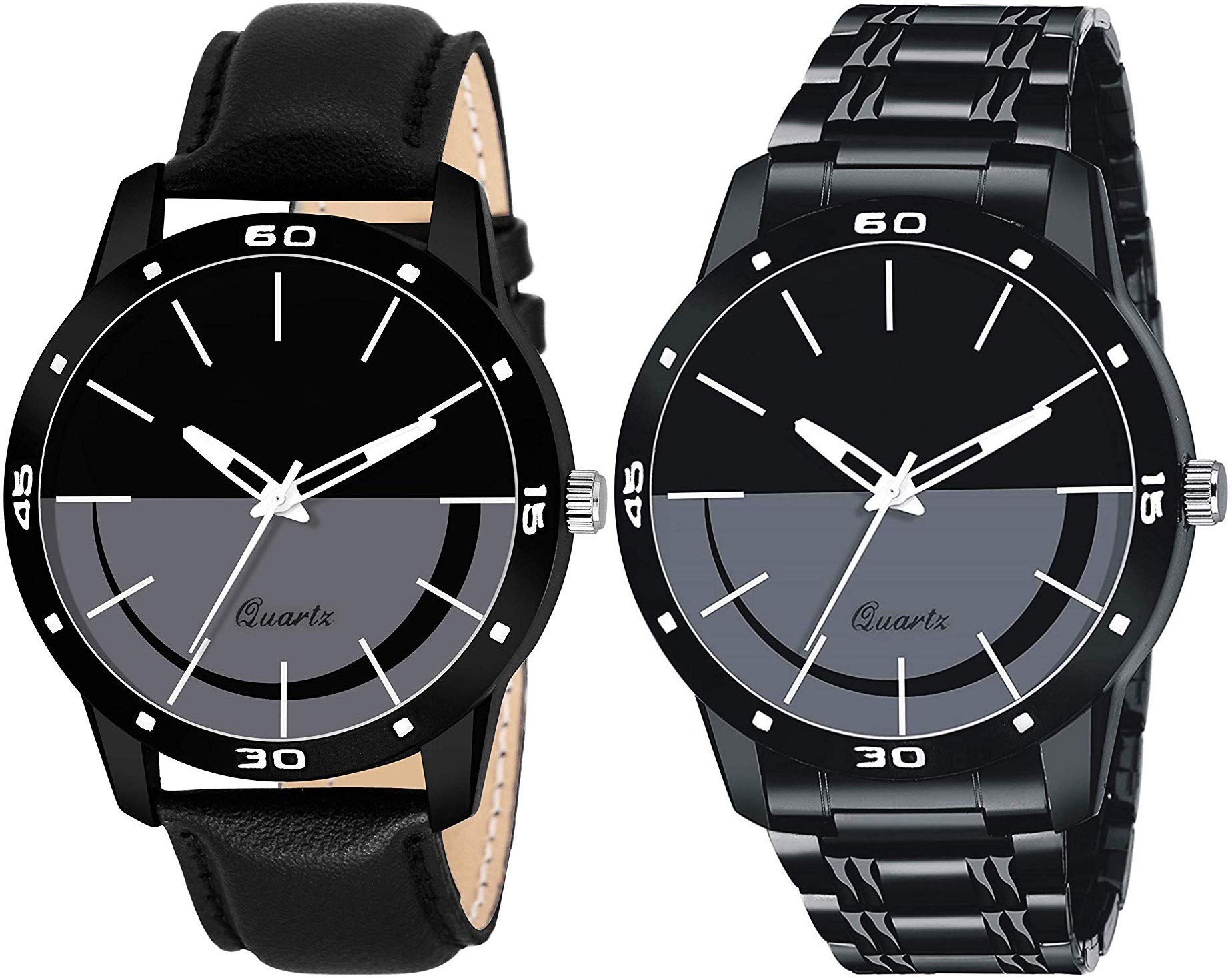 HORCHIS Casual Analog Black & Grey Dial Mens Leather & Stainless Steel Watch-HORC_ENT_11126; Combo-2 (B08BG2VCB8) Amazon Price History, Amazon Price Tracker