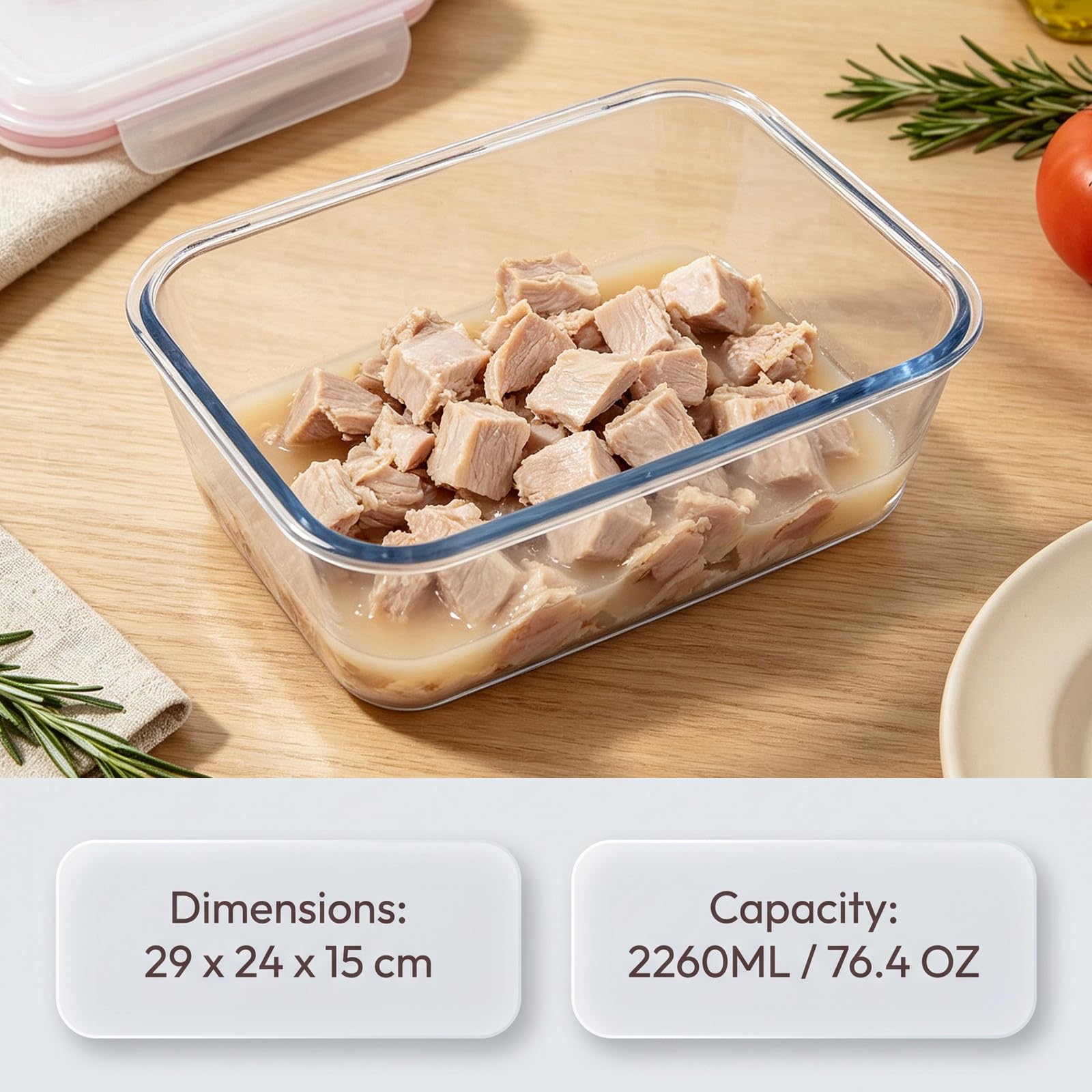 OUNONA Recipiente de vidrio hermético para almacenar alimentos con tapa,