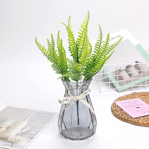 Miniatura 7 de ANRANK Plantas artificiales de helecho Boston, arbustos, plantas artificiales, arbustos, vegetación, resistentes a los rayos UV, para casa, oficina,