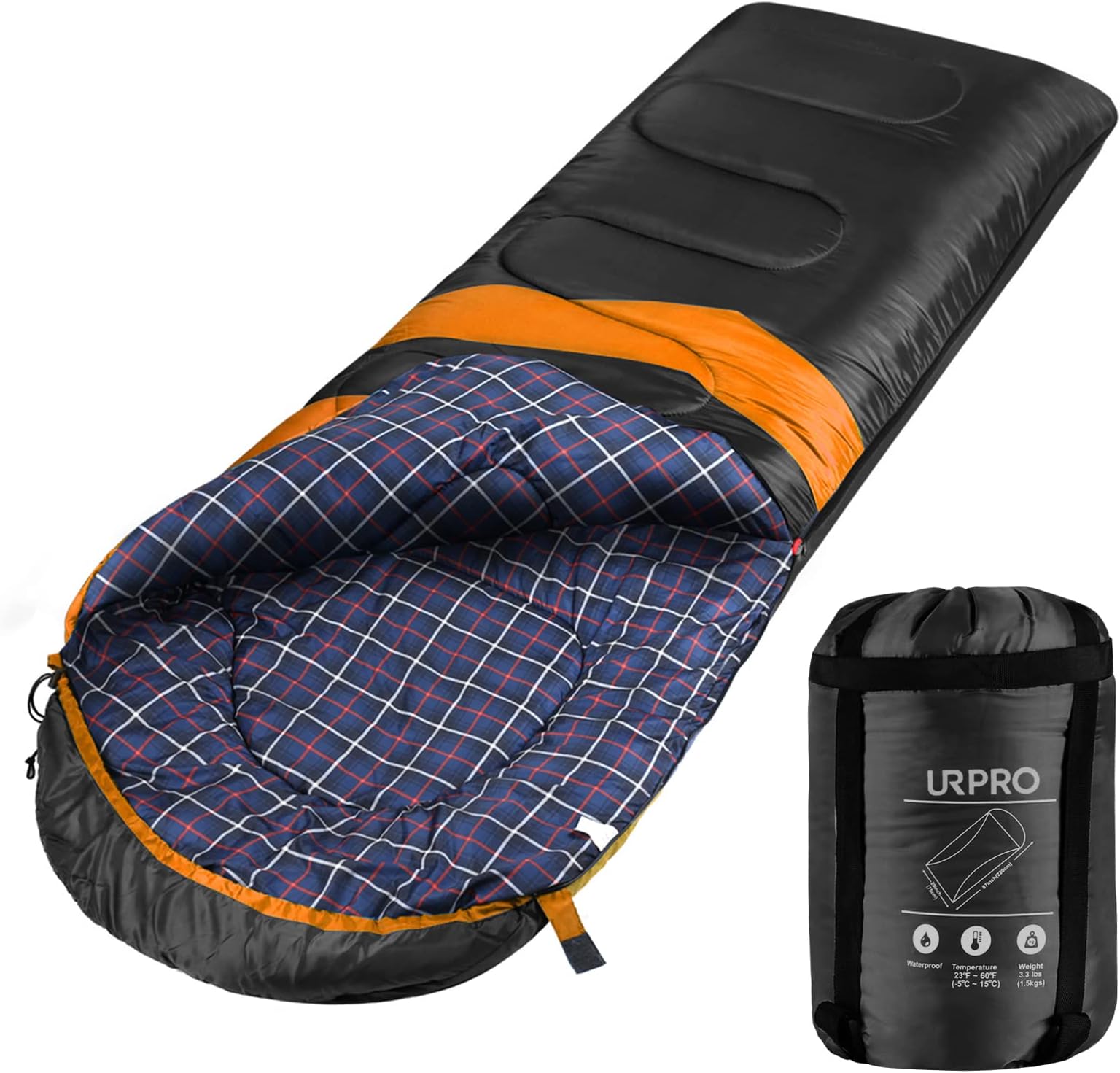 1.6kg Sleeping Bag 3-4 Seasons Warm Cold Weather Lightweight, Portable, Waterproof Sleeping Bag with Compression Sack for Adults & Kids - Indoor & Outdoor: Camping, Backpacking, Hiking