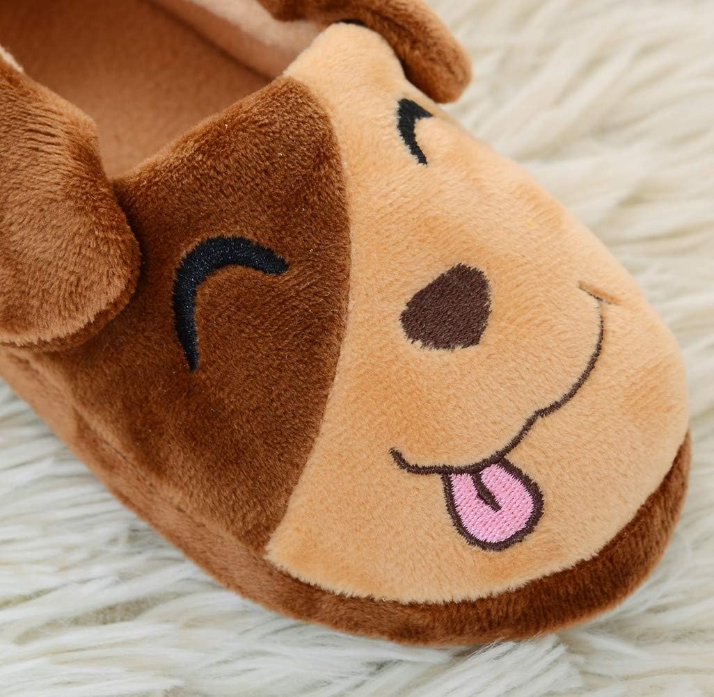 DADAWEN Toddler Boys Girls Soft Plush Slippers Cartoon Cute Animal Warm House Shoes