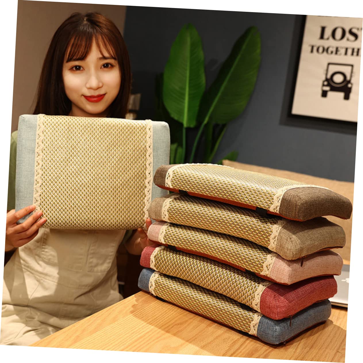 AUTSUPPL Linen Summer Seat Pad Cooling Chair Mat for Home Office Breathable Seat Cushion Pad