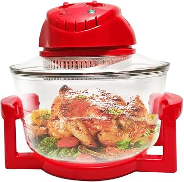 Halogen Air Fryer 1300W Multi-purpose Countertop Oven - Retains Nutrients & Flavours White, Manual Temp & Timer, 130-230 C Adjustable - Multi-function