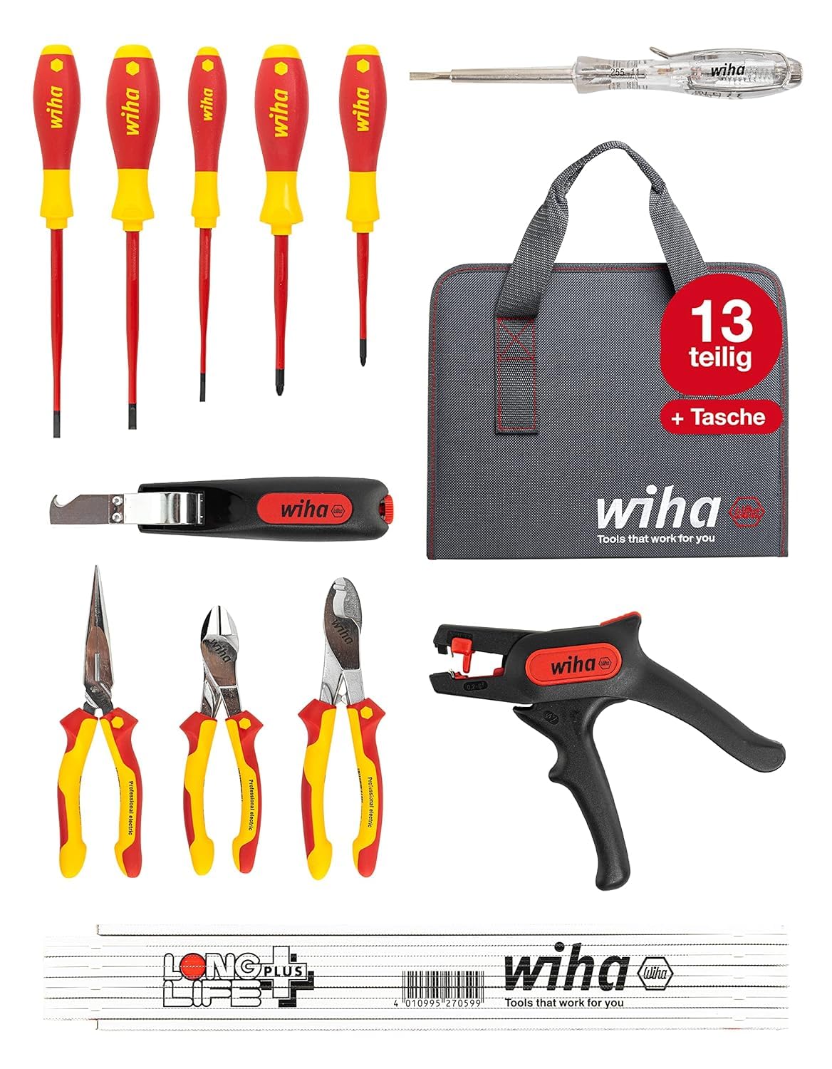 Wiha Juego de herramientas para electricistas en surtido, de 13 unid., incl. funda para herramientas (36389)