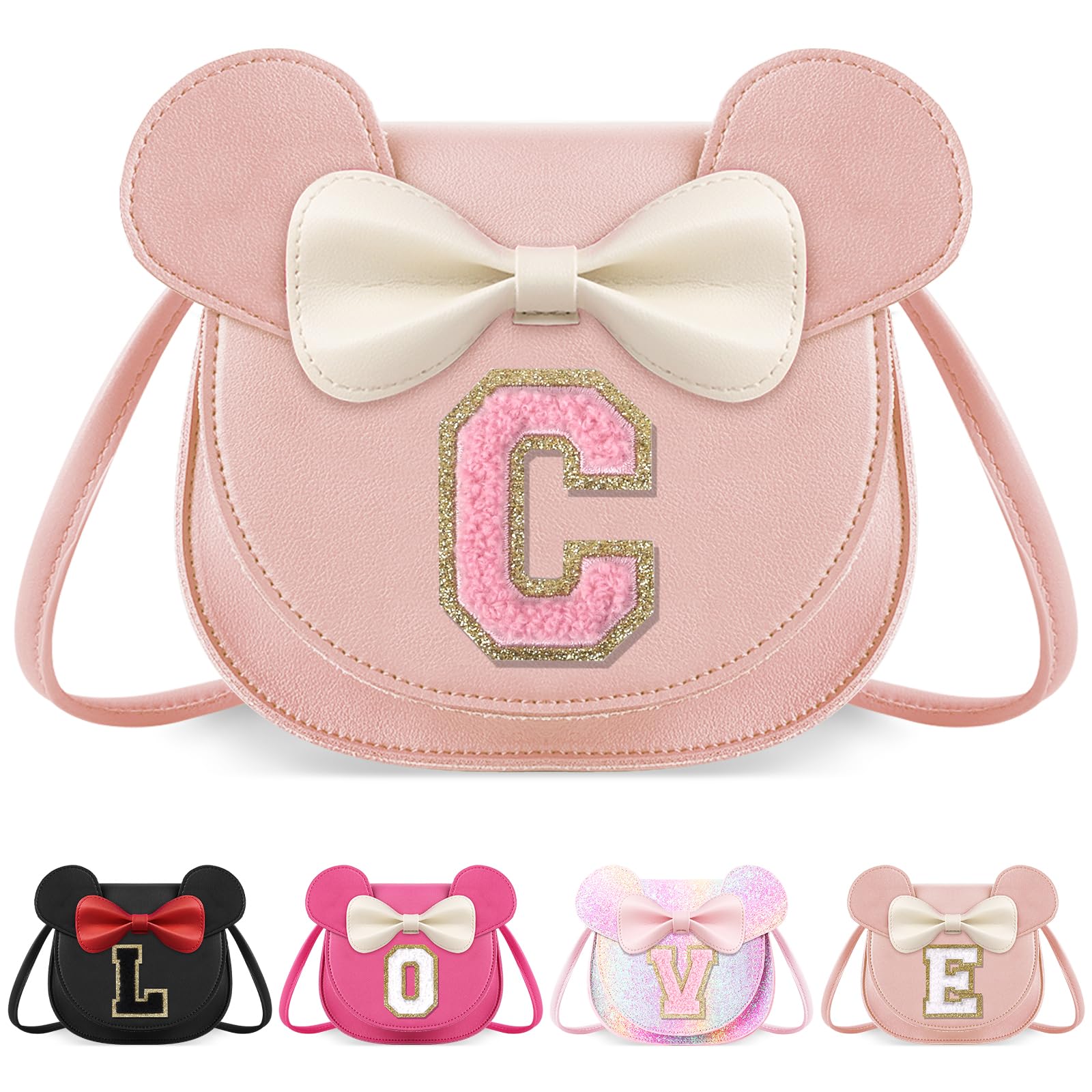 Little Girl Toddler Purse - Cute Mouse Ear Bow Crossbody Bag for 2-8 Year Olds - Birthday Gift