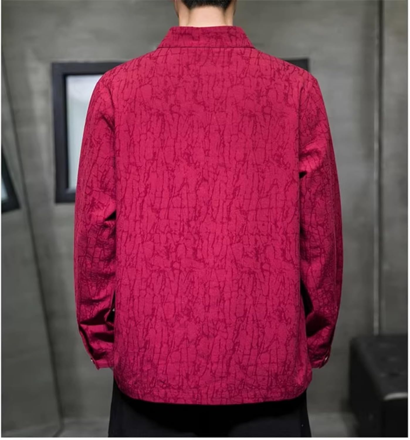 Chinese-Style Men's Linen Shirt, Retro top, Spring and Autumn, Loose Chinese Stand-up Collar Long-Sleeve Shirts