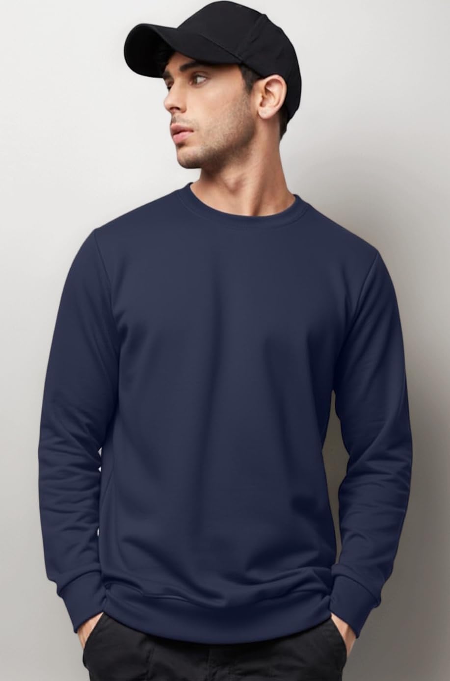 Men's Winter Wear Loopknit Round Neck Solid & Stylish Regular Fit Sweatshirt for Men's