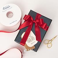 Vista 4 de Ribbli - Cinta de satén roja de doble cara, 1 pulgada x 25 yardas, cinta de tela para uso en ramo de lazos, envoltura de regalo de Navidad, arreglo