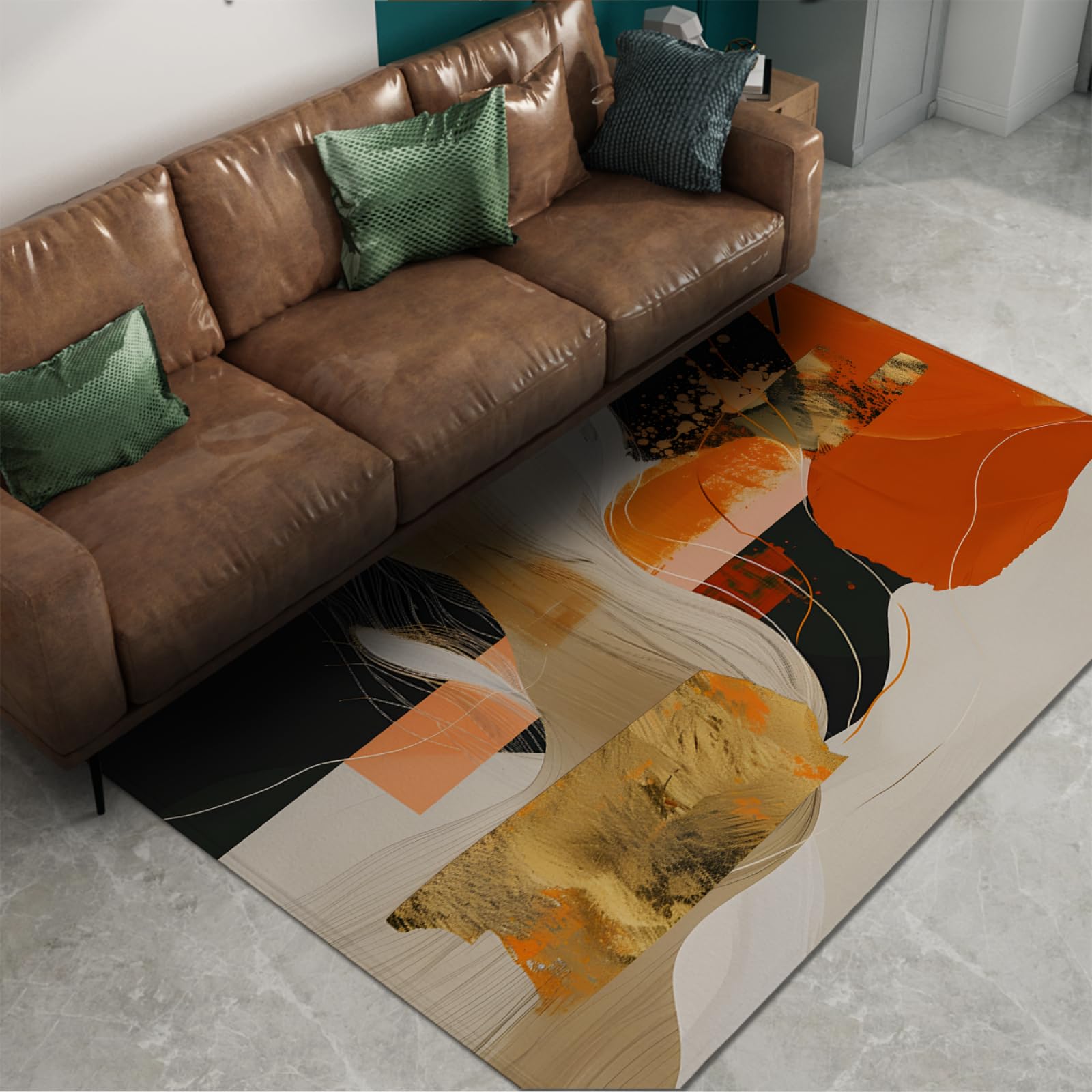 Tapis d'intérieur antidérapant géométrique noir 90x150cm