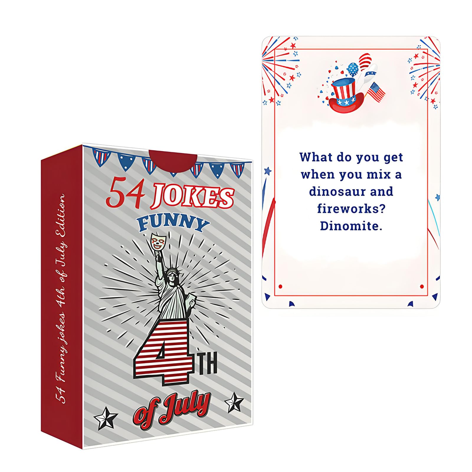Tsophreniq 54 Jokes Funny About 4th of July Independence Day Themed Joke Playing Cards for Social Event and Festival Celebration Independence Day Joke Cards