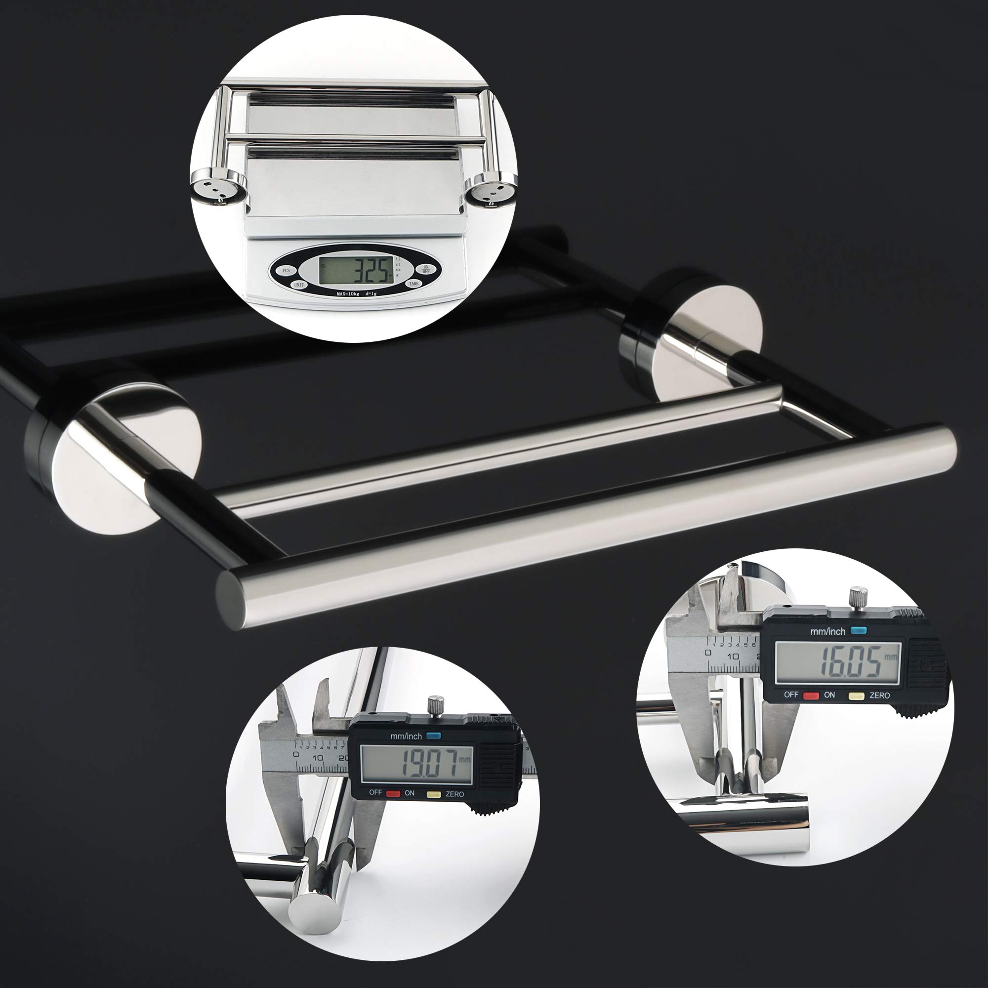 Toalleros de Baño, SAYAYO Toallero Doble Barra de Toalla Cepillado Accesorios Baño Pared Colgador Trapos Cocina Acero Inoxidable Toallero Multifunción para Baño y Cocina 30CM, EGYT3002-C