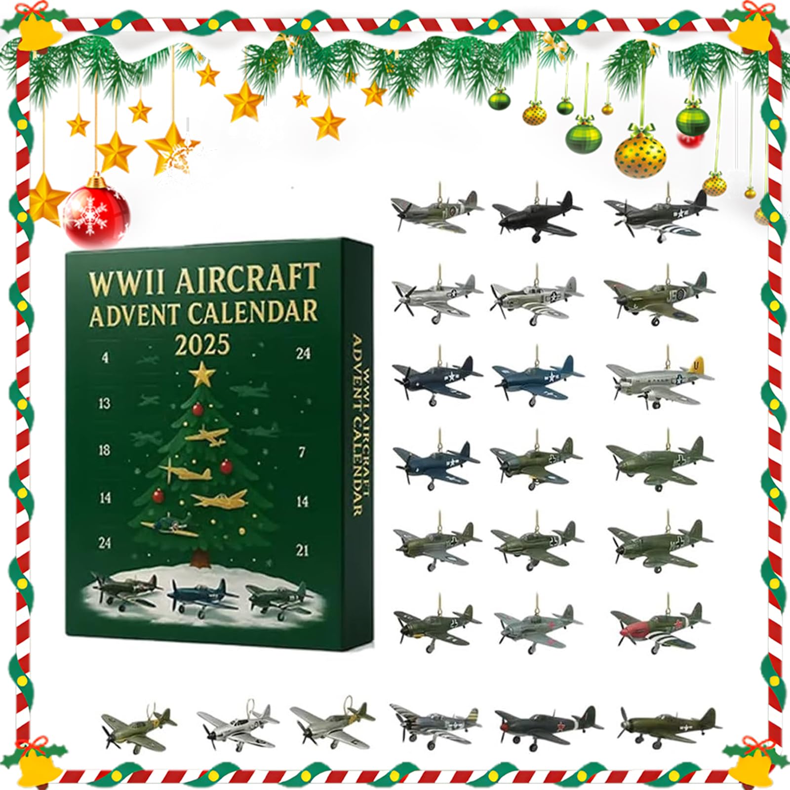 Calendario De Adviento De Tanques WWII 2025 – 24 Tanques Icónicos 2D, Colgante Decorativo Navideño
