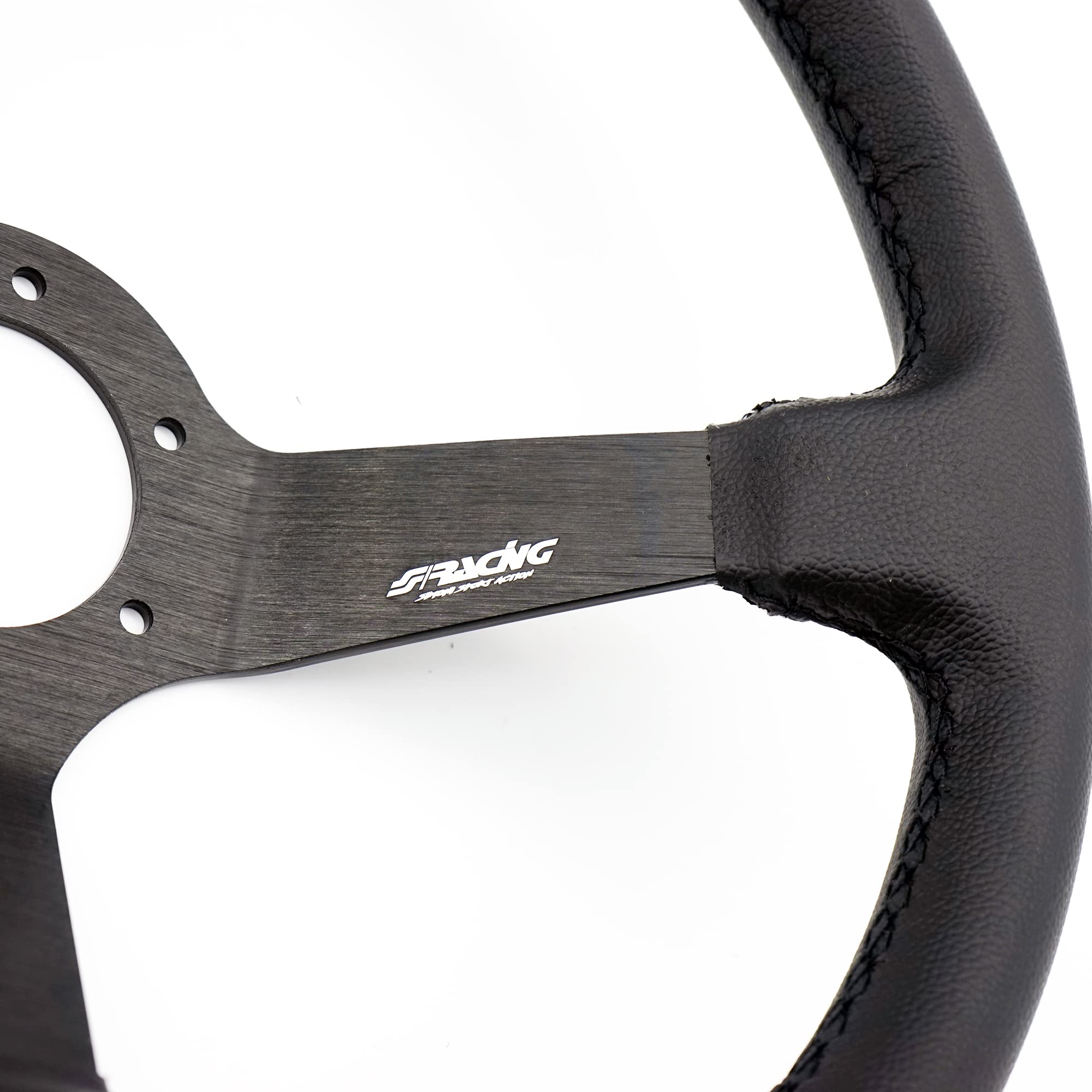 Simoni Racing Volante Deportivo Carrera 350mm - Cuero Negro (Deep Dish - 95mm)